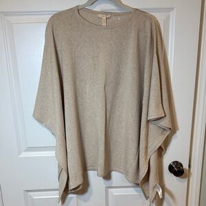 Eileen Fisher Natural Bateau Neck Poncho with Sequin Details
